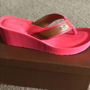 Neon Pink Coach sandals